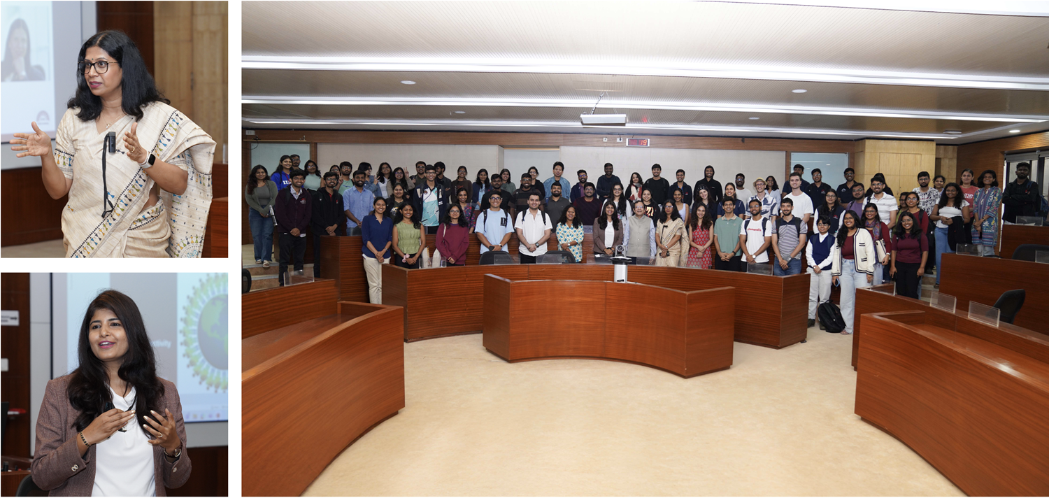 On 30th October 2025, Shweta Mohanty, VP & Head of HR, SAP India, and Prakrithi Shetty, Director HR & CHRO – India, TE Connectivity, engaged in a session as part of the ‘Leadership in the Digital Era’ course, offered by Prof. Gopal Mahapatra, OB&HRM area, IIM Bangalore.